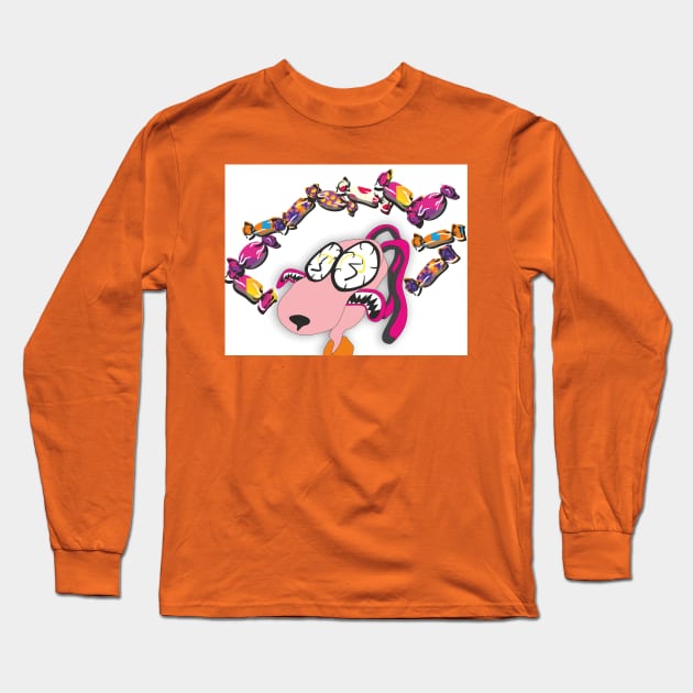 Crazy Rabbit and Candies Long Sleeve T-Shirt by MeditativeLook